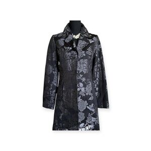 White House Black Market Black Rose Floral Jacquard Dress Coat. Women's S. EUC